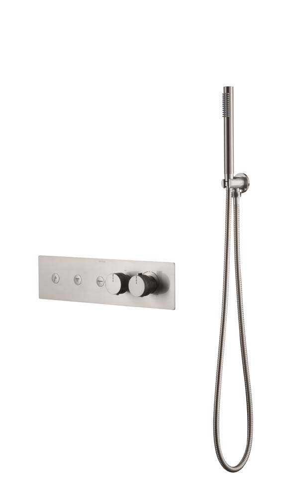 Смеситель Boheme FUSION TERMO с ручным душем NICKEL BRUSH 131-SYS-NB