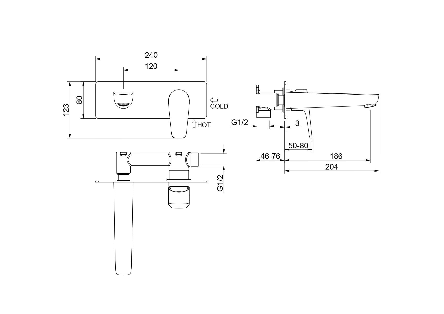 Смеситель Aquatek Бетта AQ1113MB для раковины настенный