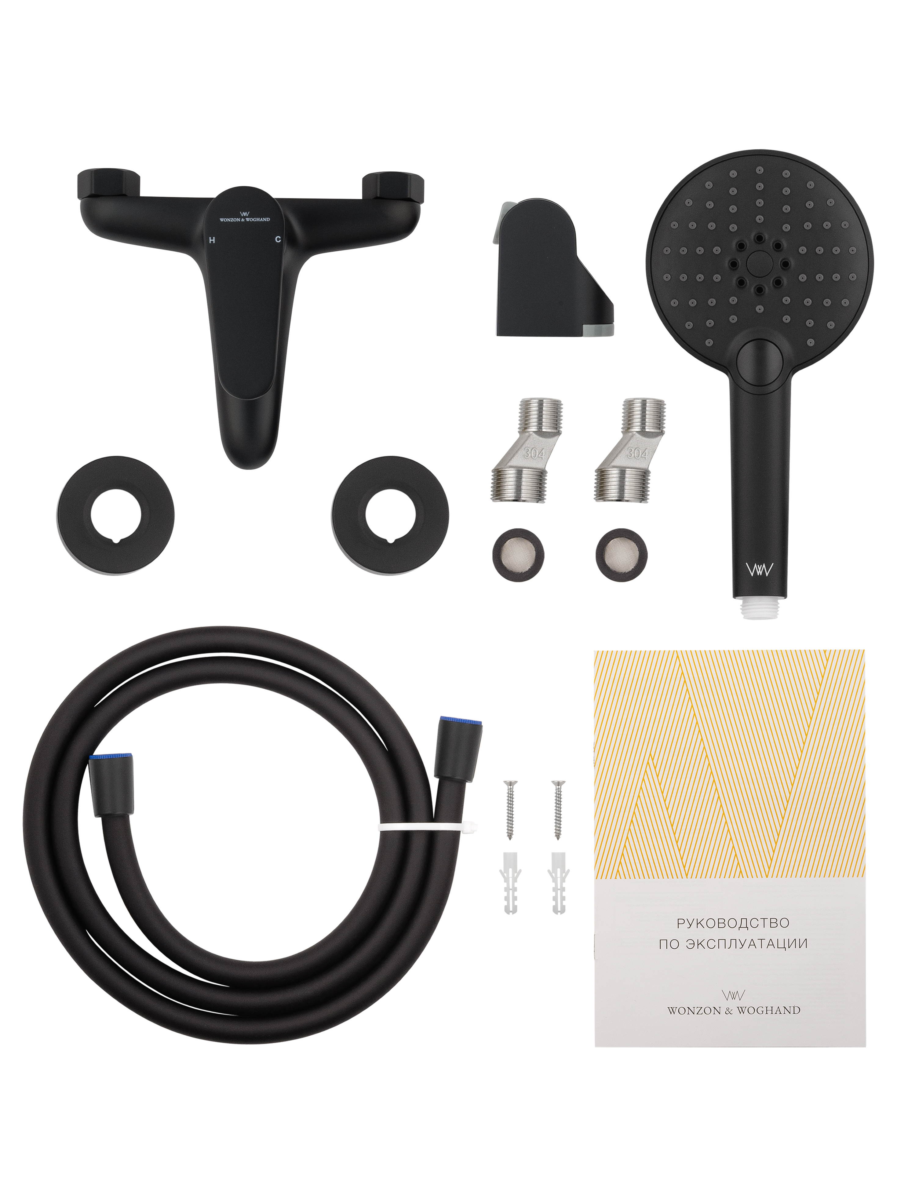 Смеситель для ванны с душем WONZON & WOGHAND ALFA, Черный матовый WW-AE3204-MB