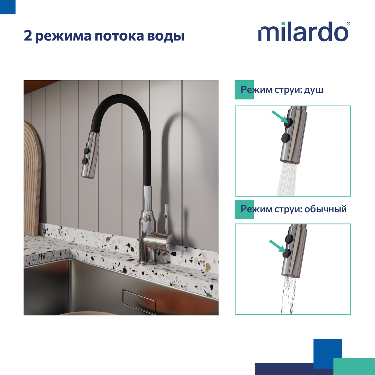 Смеситель для кухни Milardo M01SB2FM05