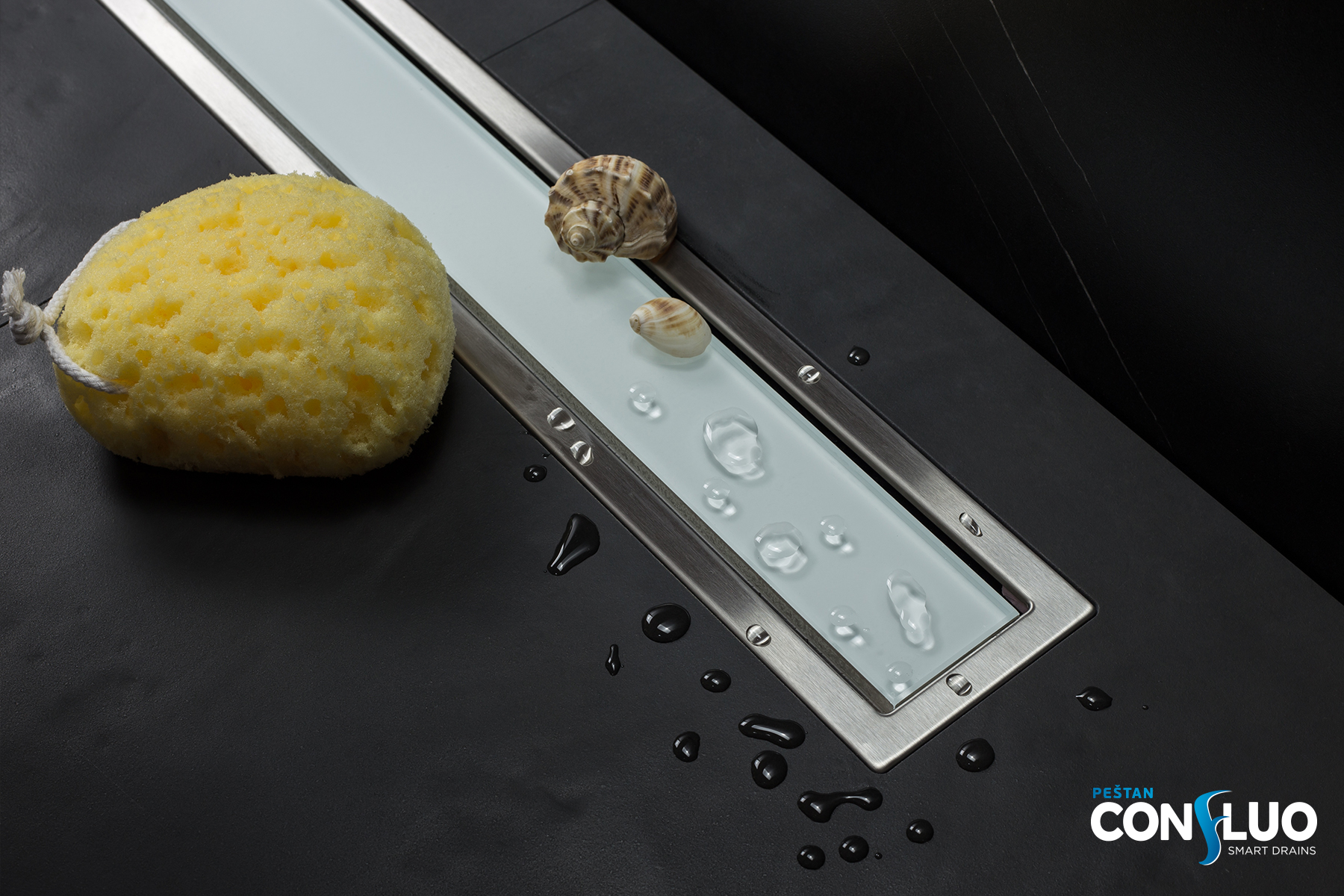 Confluo Premium White Glass Line 750 линейный трап PESTAN