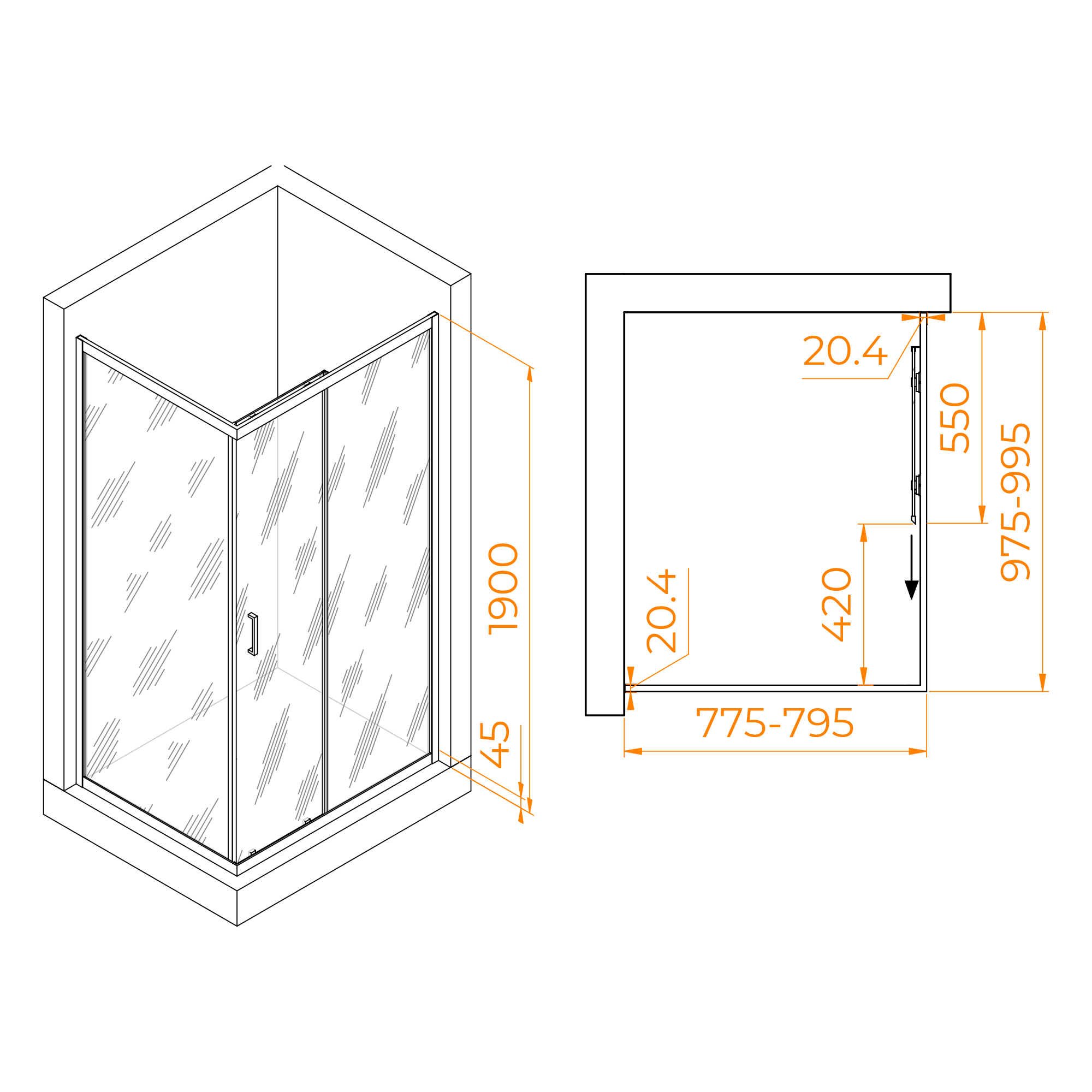 Душевой уголок RGW PA-245 80х100
