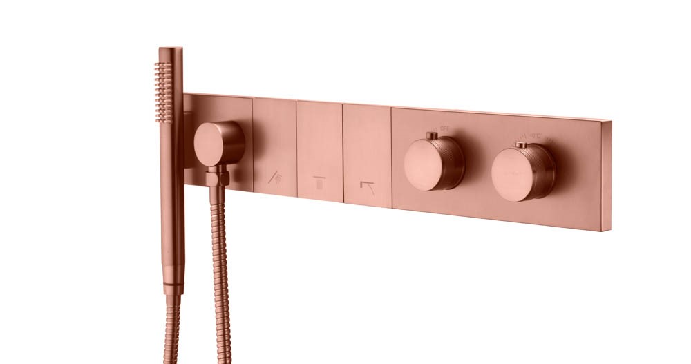 Смеситель Boheme ZODIAC THERMO с ручным душем COPPER BRUSHED 133-SYS-CB