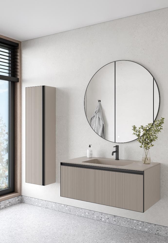 Armadi Art QUATRO 1 100CM тумба без раковины рифл DAPHNE профиль ANTHRACITE с подсветкой внутри 790-M1-100-D-RIB-A-LED