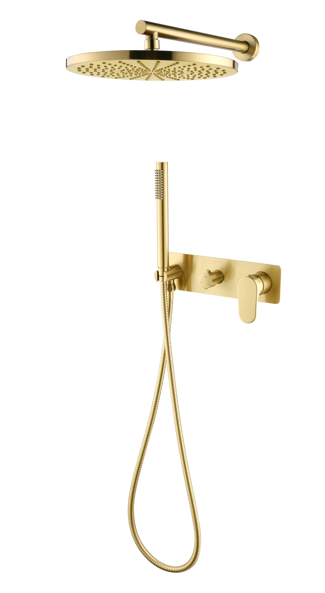 Смеситель встроенный для душа с верхней лейкой Boheme SPECTRE Matt Gold 454-MG