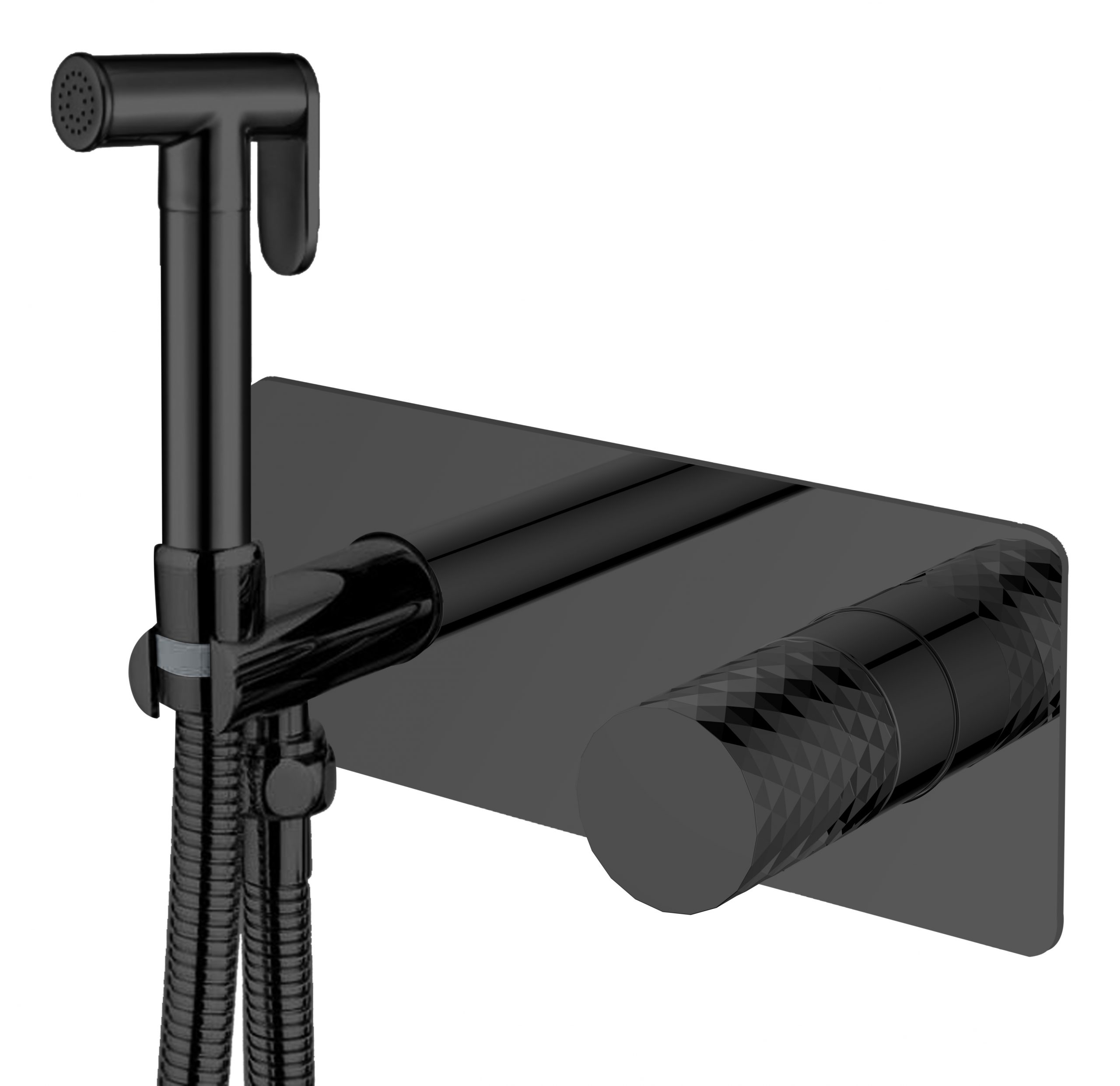 Смеситель гигиенический Boheme STICK DIAMOND Matt Black (комплект) 127-BB