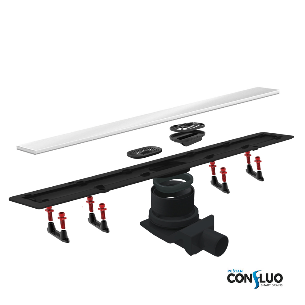 Frameless line 550 White Glass линейный трап PESTAN 