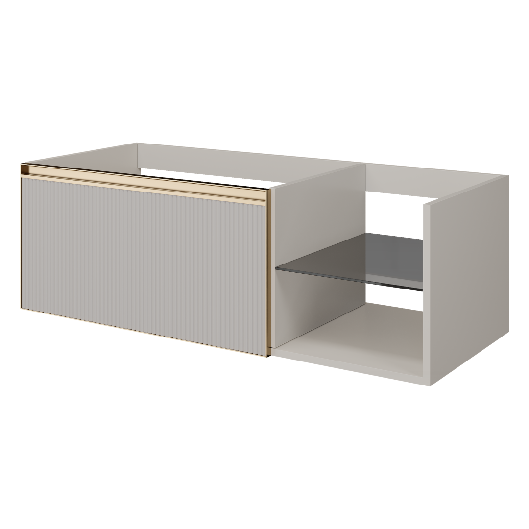 Armadi Art QUATRO 6 120см (80+40) тумба рифл CASHMERE FUGA профиль MATT GOLD 790-M6-120-CM-RIB-MG