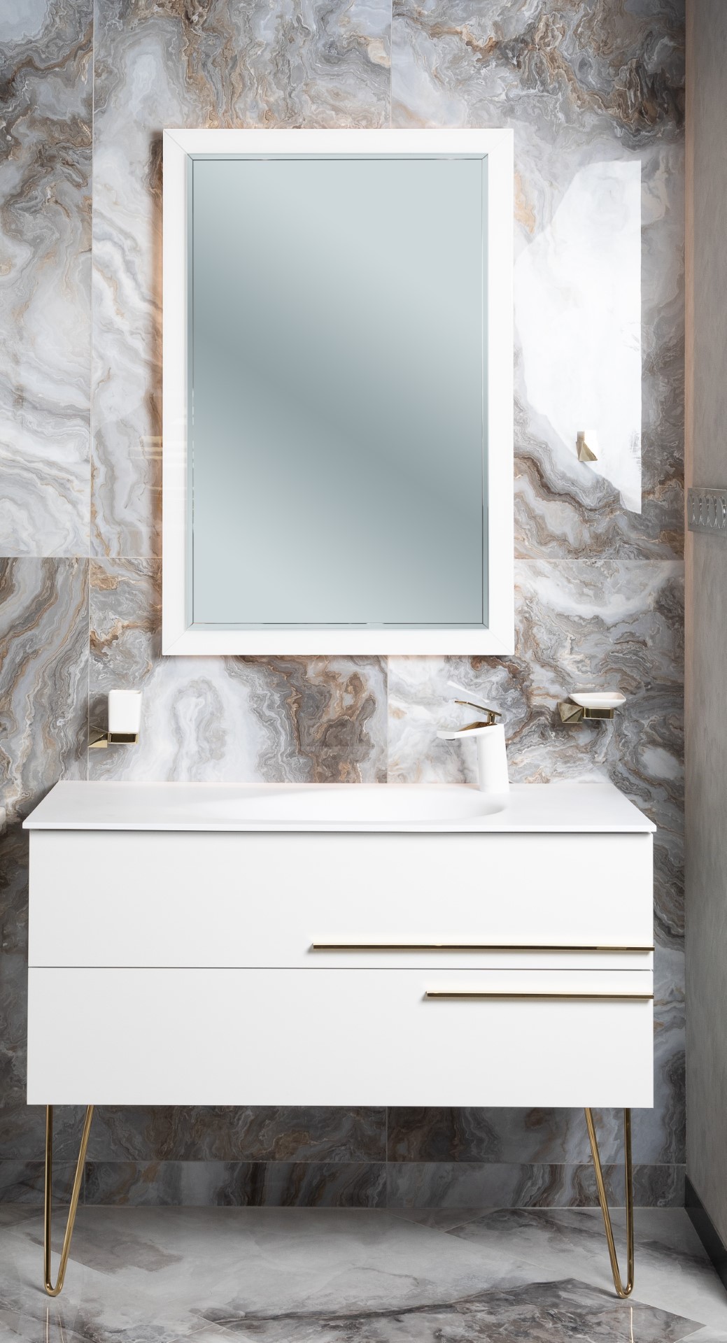 Тумба Armadi Art NeoArt 110см*48 (52) WHITE под раковину DROP 831-110-WH-D