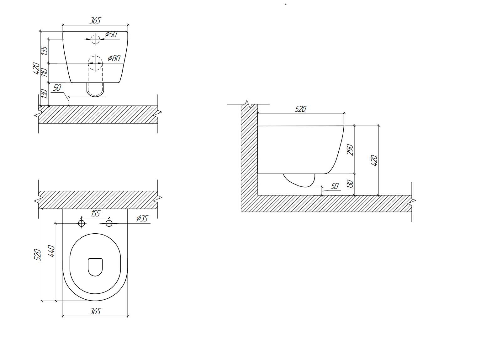Унитаз подвесной безободковый Aquatek Поларис AQ0700-00 с сиденьем Soft Close