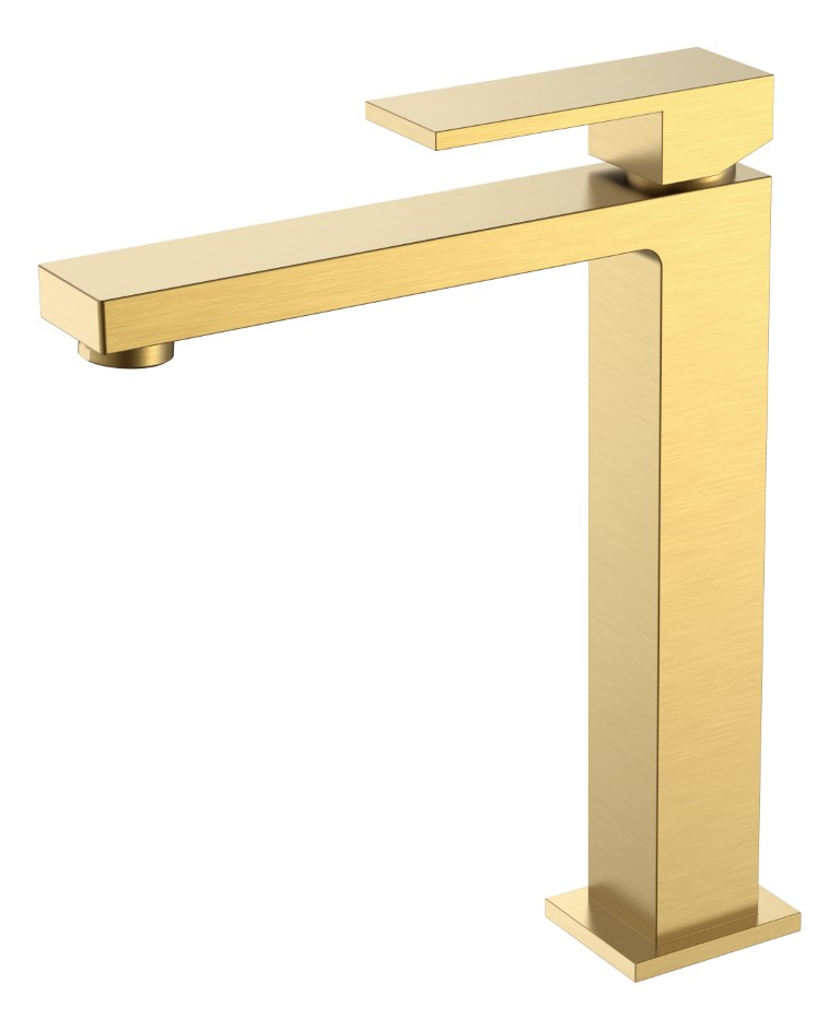 Смеситель для умывальника высокий Boheme Qubic Matt Gold 472-MG