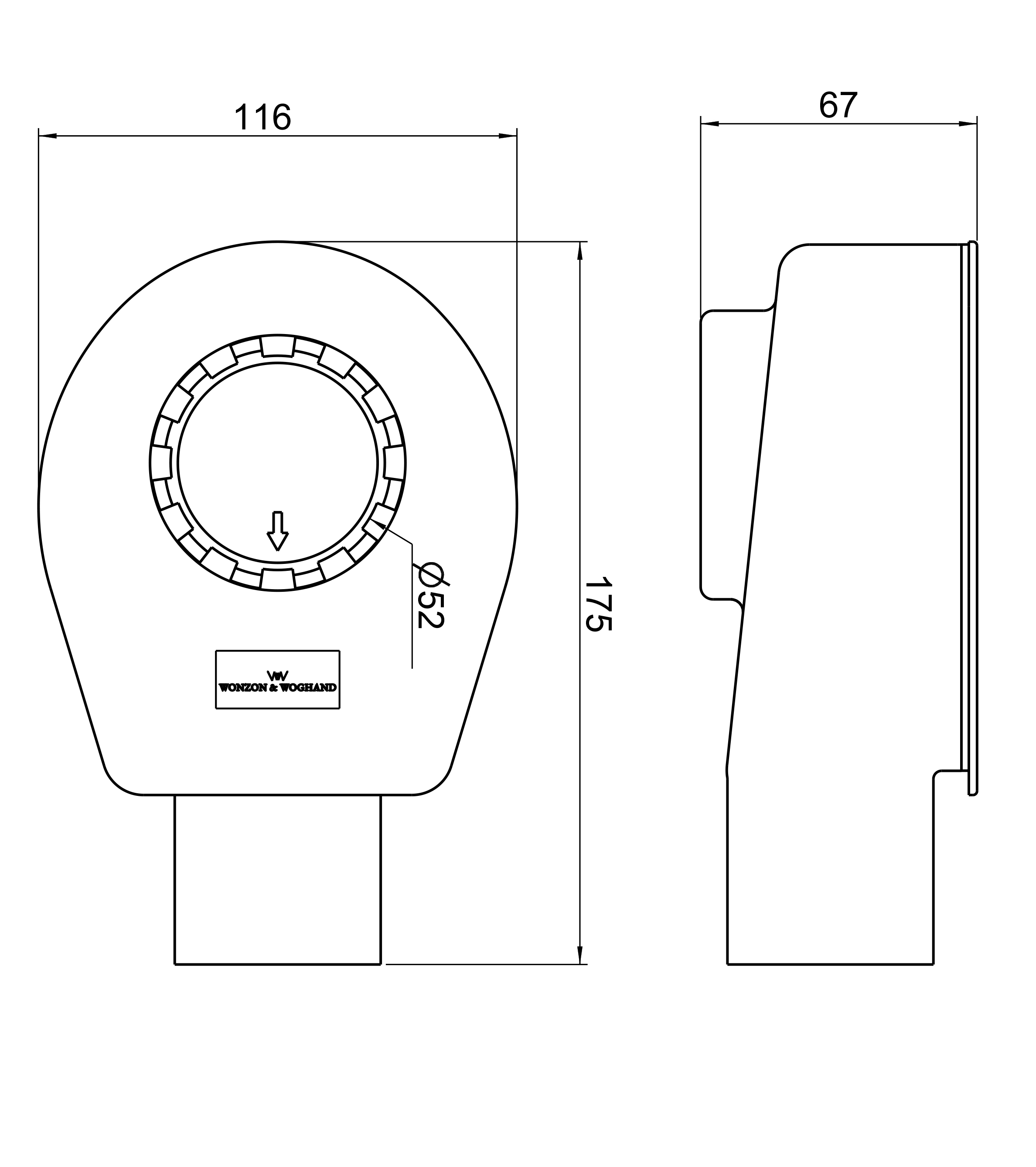 Сифон для душевого трапа WONZON & WOGHAND, Черный WW-651009