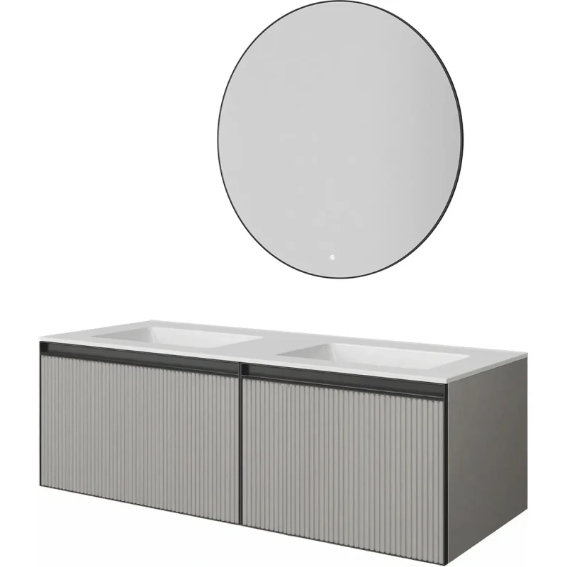Armadi Art QUATRO 2 140см (70+70) тумба рифл LUNA профиль ANTHRACITE + внутр. подсв. 790-M2-140(70+70)-R-L-A-L