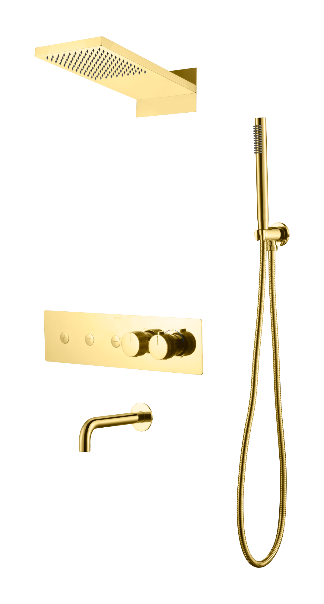 Встроенная душевая система Boheme FUSION с термостатом, GOLD с изливом 131-2-G