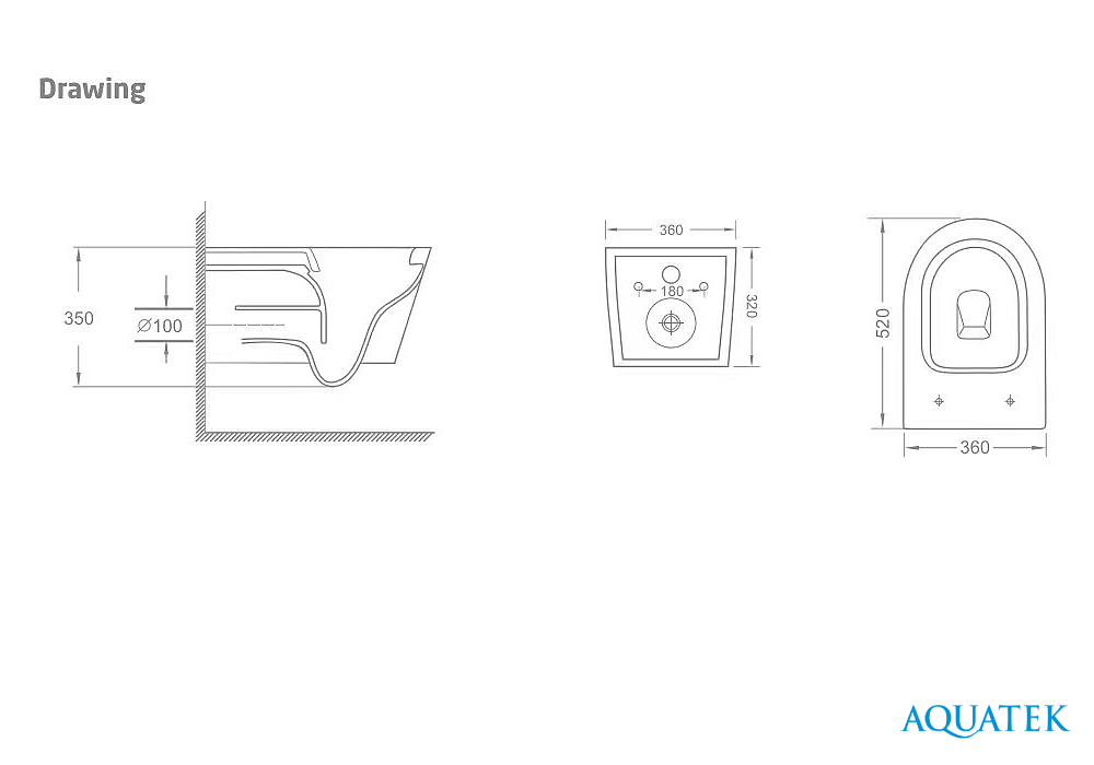 Унитаз подвесной безободковый Aquatek Таурус AQ1580T-00 с сиденьем Soft Close