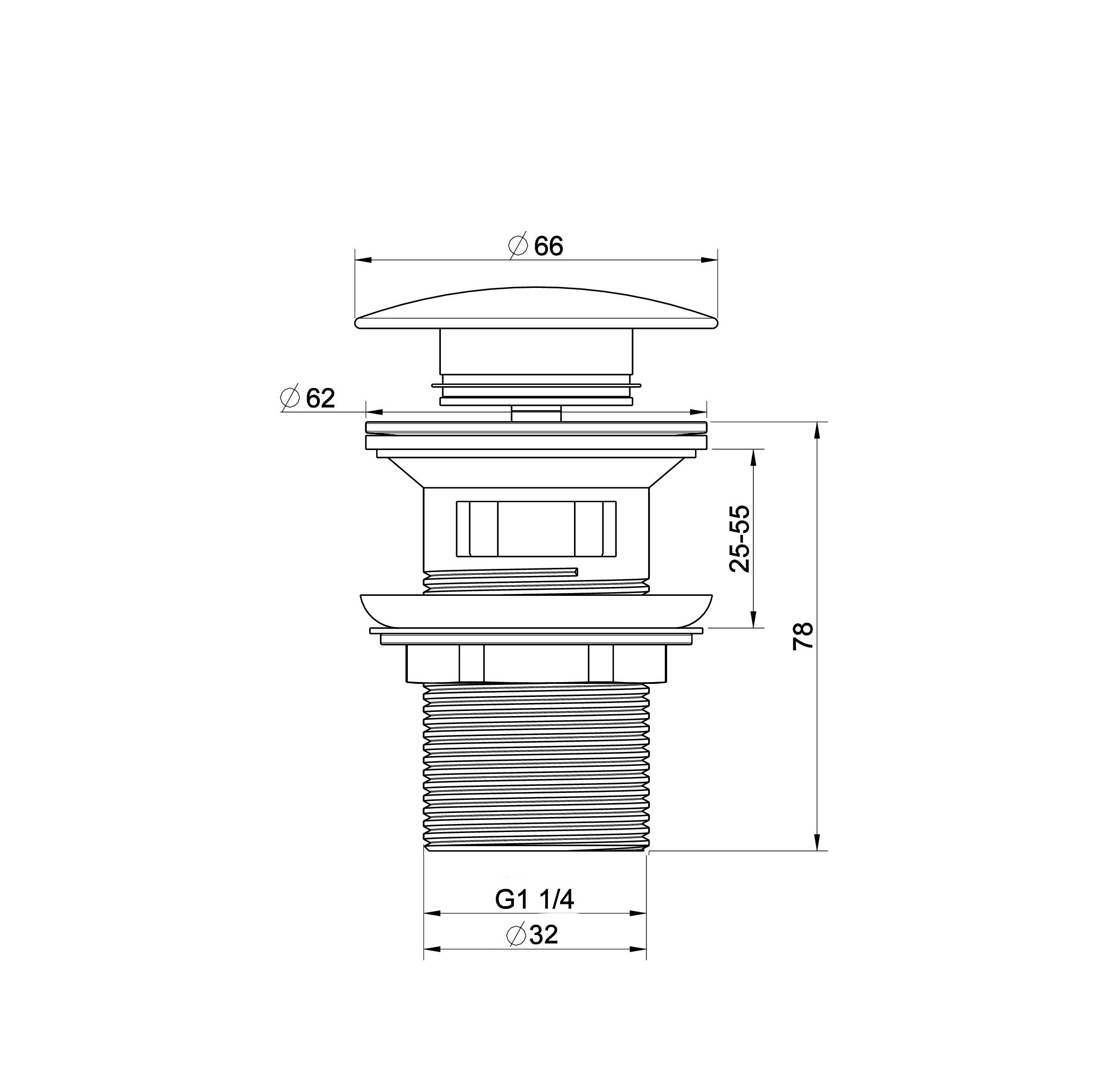 Донный клапан для раковины с переливом 1 1/4 WONZON & WOGHAND, Хром WW-88SS01-CR