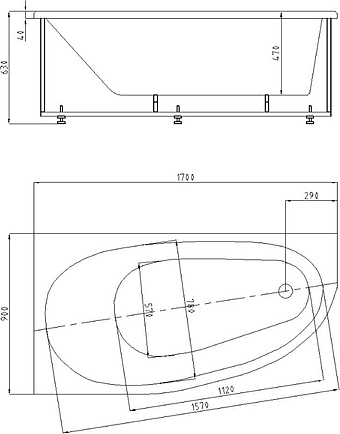 Акриловая ванна Aquatek Дива 170 DIV170-0000003 170х90 см, правая