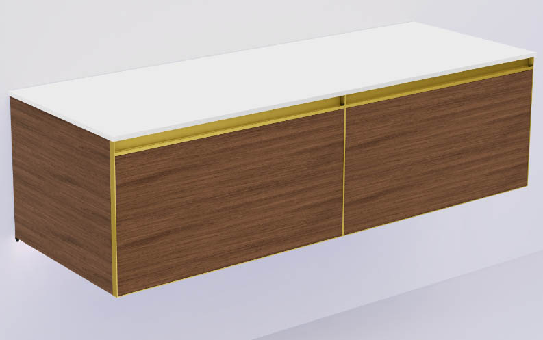 Armadi Art QUATRO 2 140см (70+70) тумба BILBAO профиль MATT GOLD + внутр. подсв. 790-M2-140(70+70)-B-MG+L