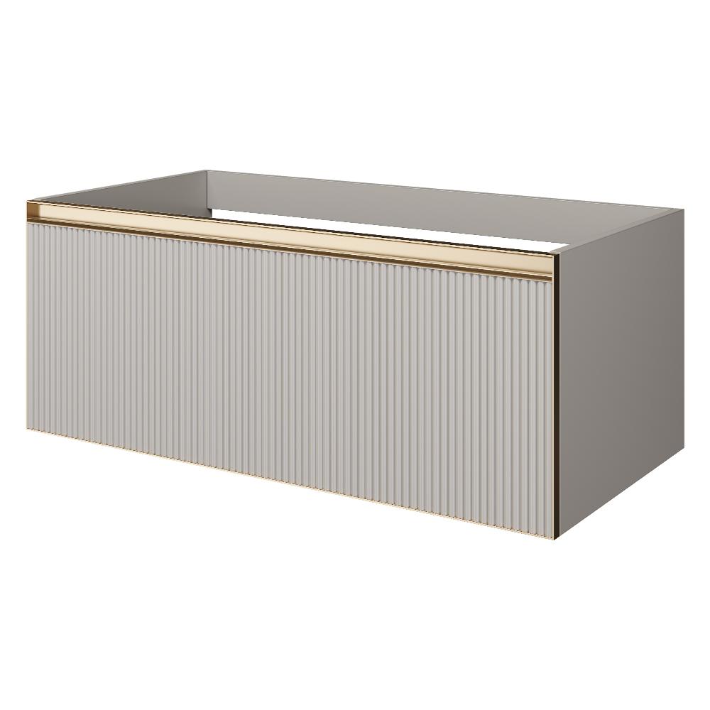 Armadi Art QUATRO 1 100CM тумба рифл CASHMERE FUGA профиль MATT GOLD с подсветкой внутри 790-M1-100-CM-RIB-MG-LED