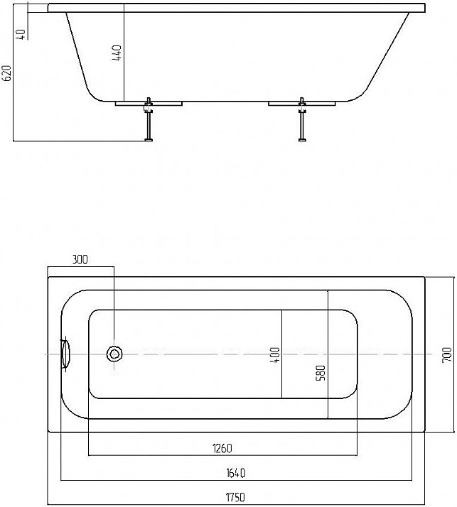 Акриловая ванна Aquatek Мия MIY175-0000001 175х70 см
