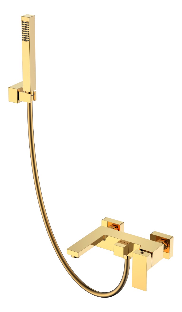 Смеситель для ванны с душем Boheme Qubic Shine Gold 473-G
