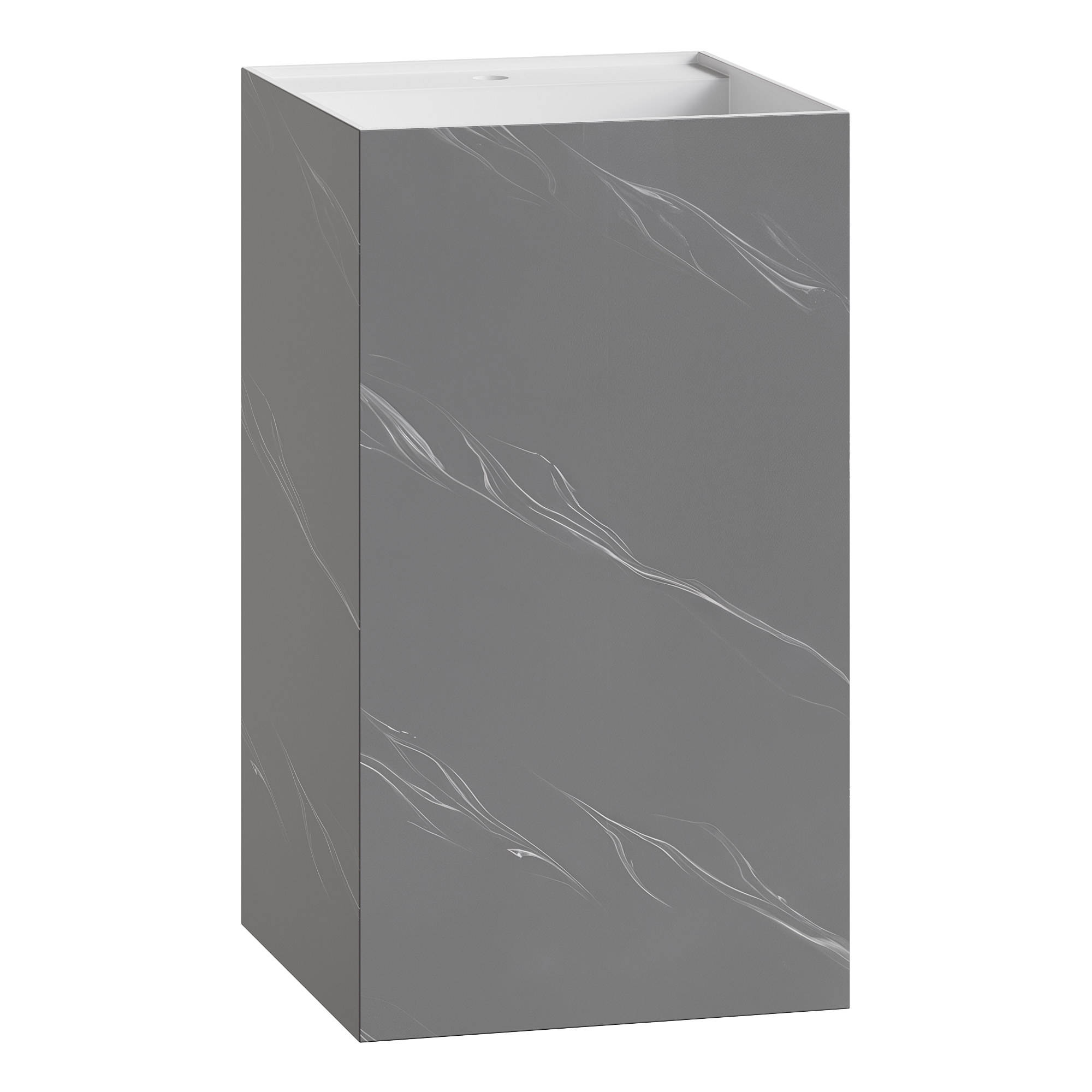 Раковина напольная Boheme Cube Corian 480*480*850 Grey base+white veins 802-GR