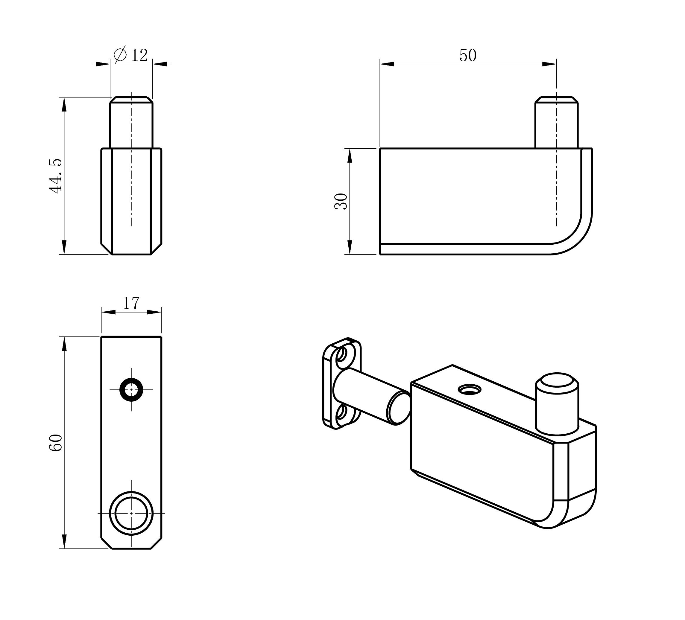 Крючок для ванной WONZON & WOGHAND, Черный матовый WW-V3301-MB