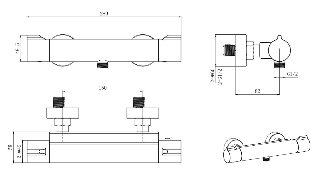 Смеситель термостатический Aquatek AQ1063CR для душа