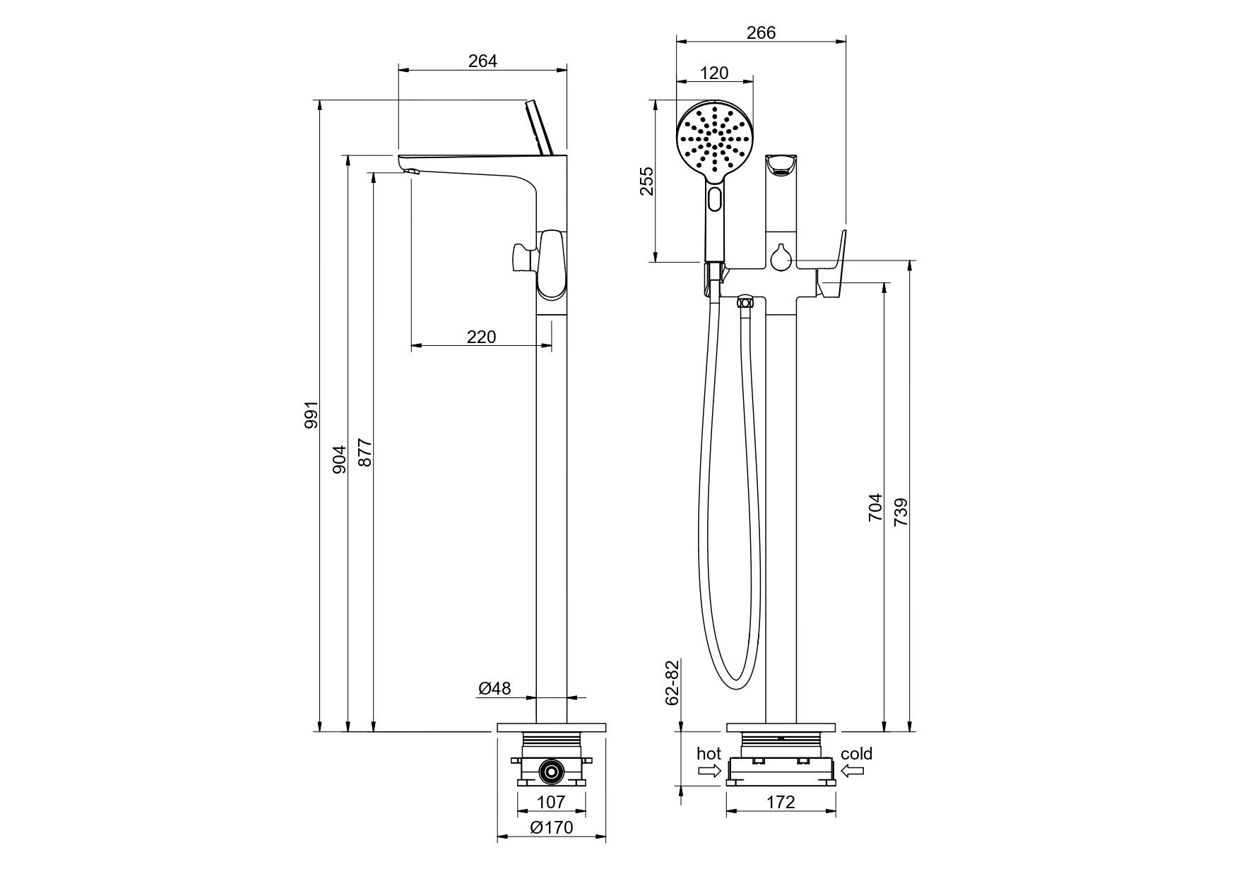 Смеситель Aquatek Вега AQ1145MB для ванны напольный