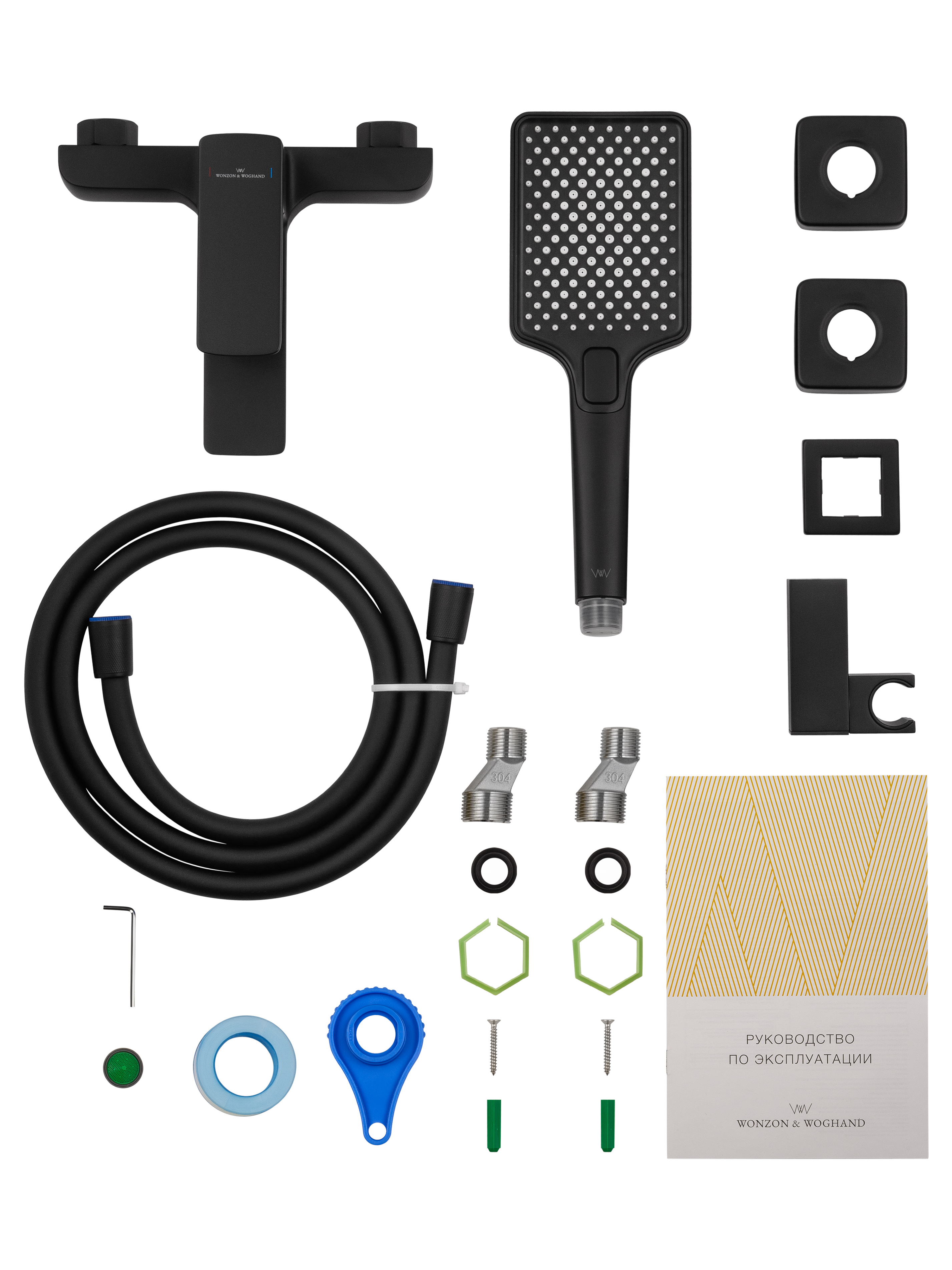 Смеситель для ванны с душем WONZON & WOGHAND EDGE, Черный матовый WW-88639003A-MB