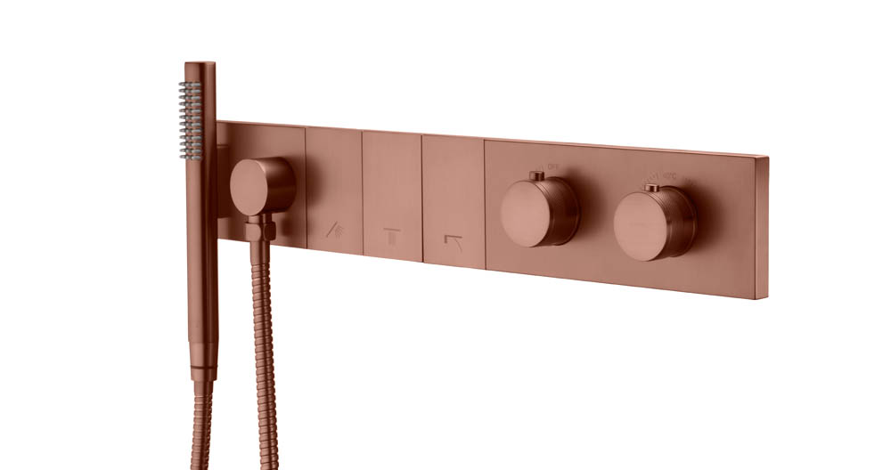 Смеситель Boheme ZODIAC THERMO с ручным душем BRUSHED BRONZE 133-SYS-BRB