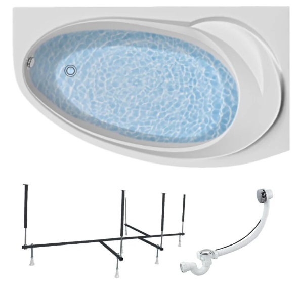 Ванна акриловая 1MarKa Julianna 150x90 см R Премиум