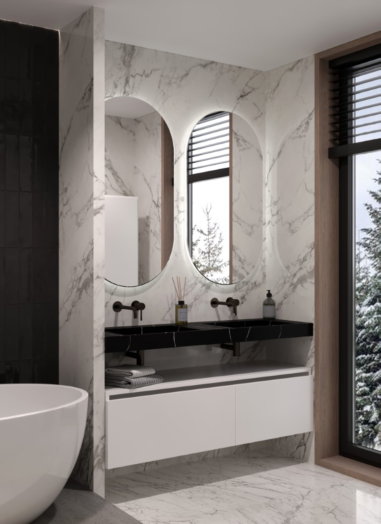 Столешница моноблок Boheme FLAT NERO MARQUINA (1410*452*80) 859-140-NM