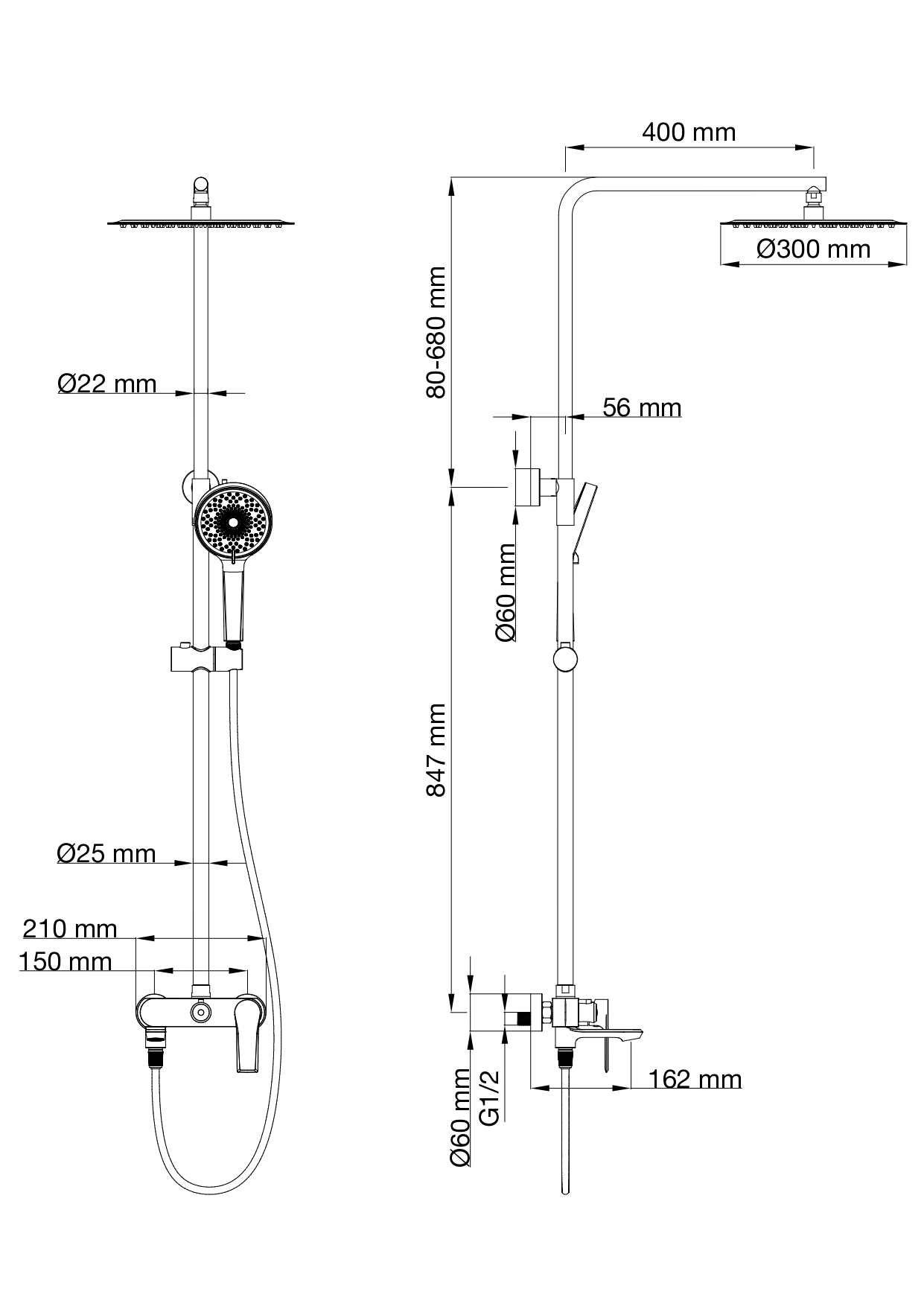 Душевая система WONZON & WOGHAND BRILLIANT, Брашированное золото WW-88047079-BG