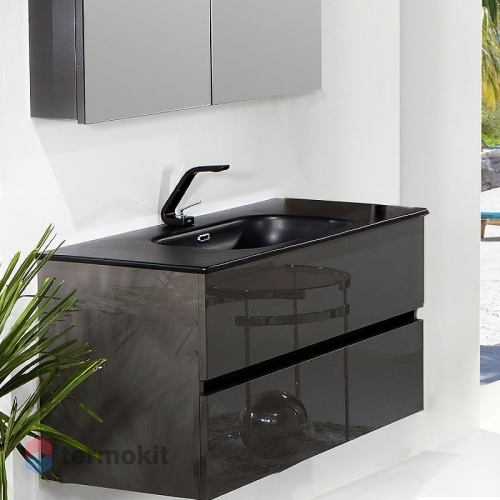 Тумба без раковины Armadi Art Vallessi 120*46cm АНТРАЦИТ глянец 2 полки 837-120-A glossy