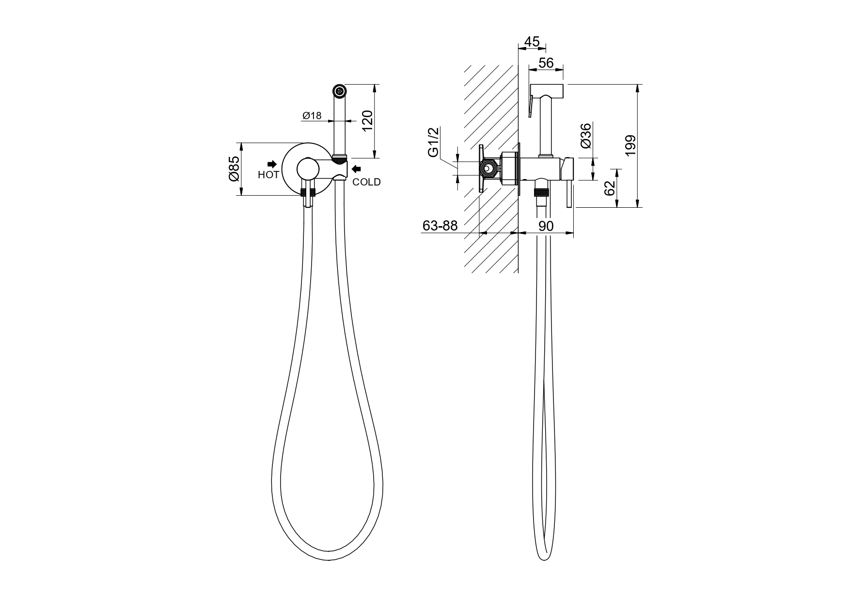 Гигиенический душ со смесителем Aquatek Европа AQ1021BGM