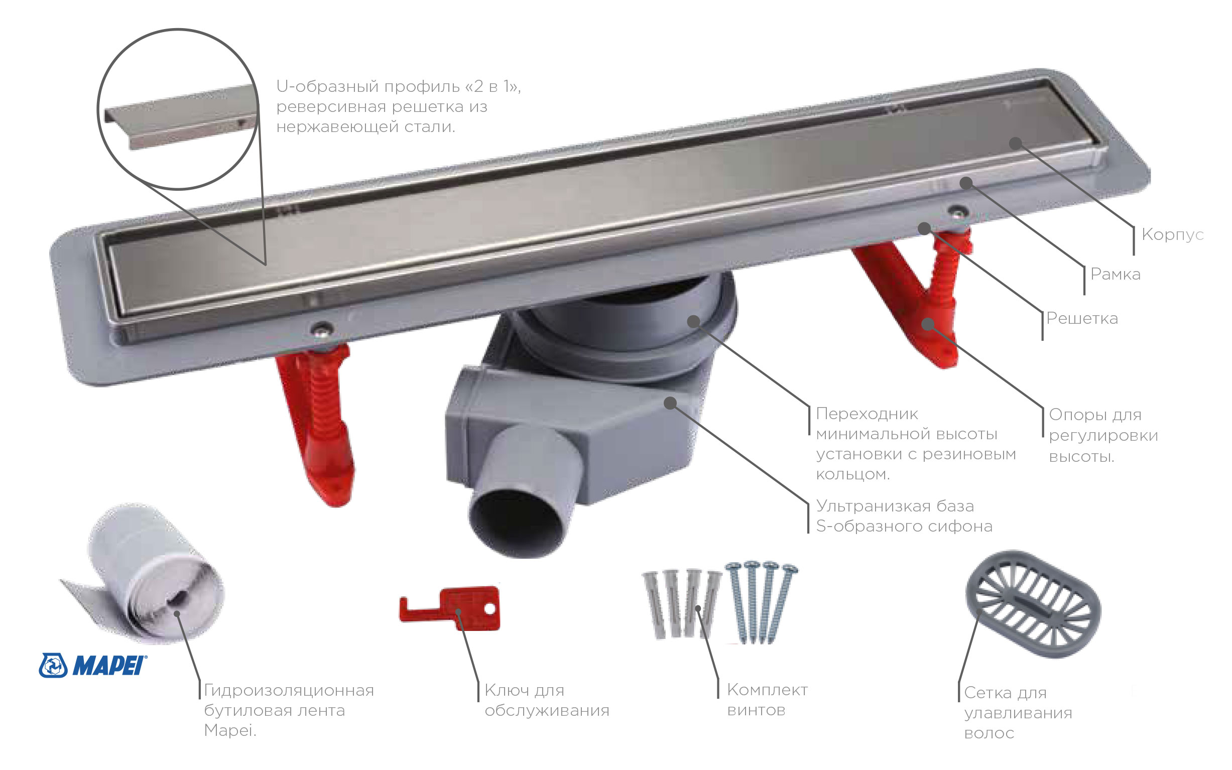 Compact Line Premium 750 с металлической рамкой линейный трап PESTAN