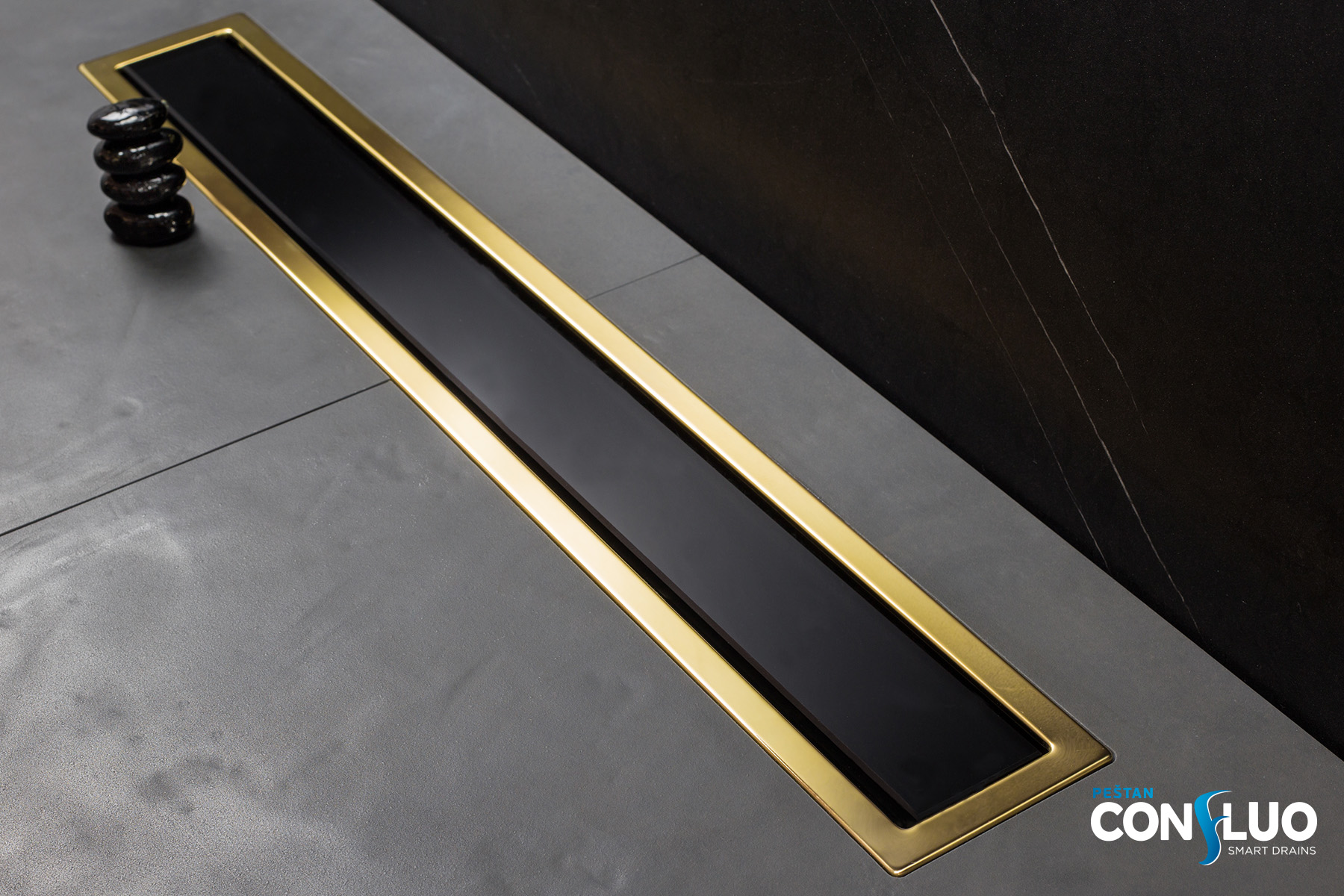 Confluo Premium Gold Black Glass Line 950 линейный трап PESTAN