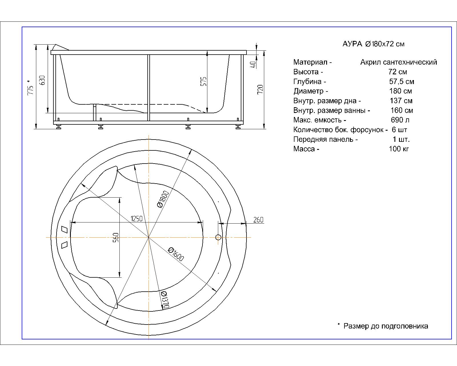 Акриловая ванна Aquatek Аура 180