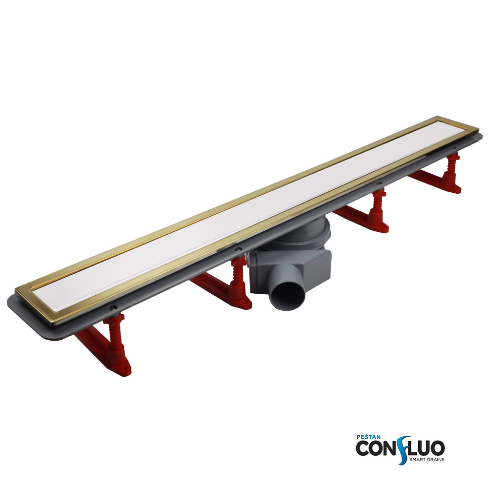 Confluo Premium Gold White Glass Line 300 линейный трап PESTAN