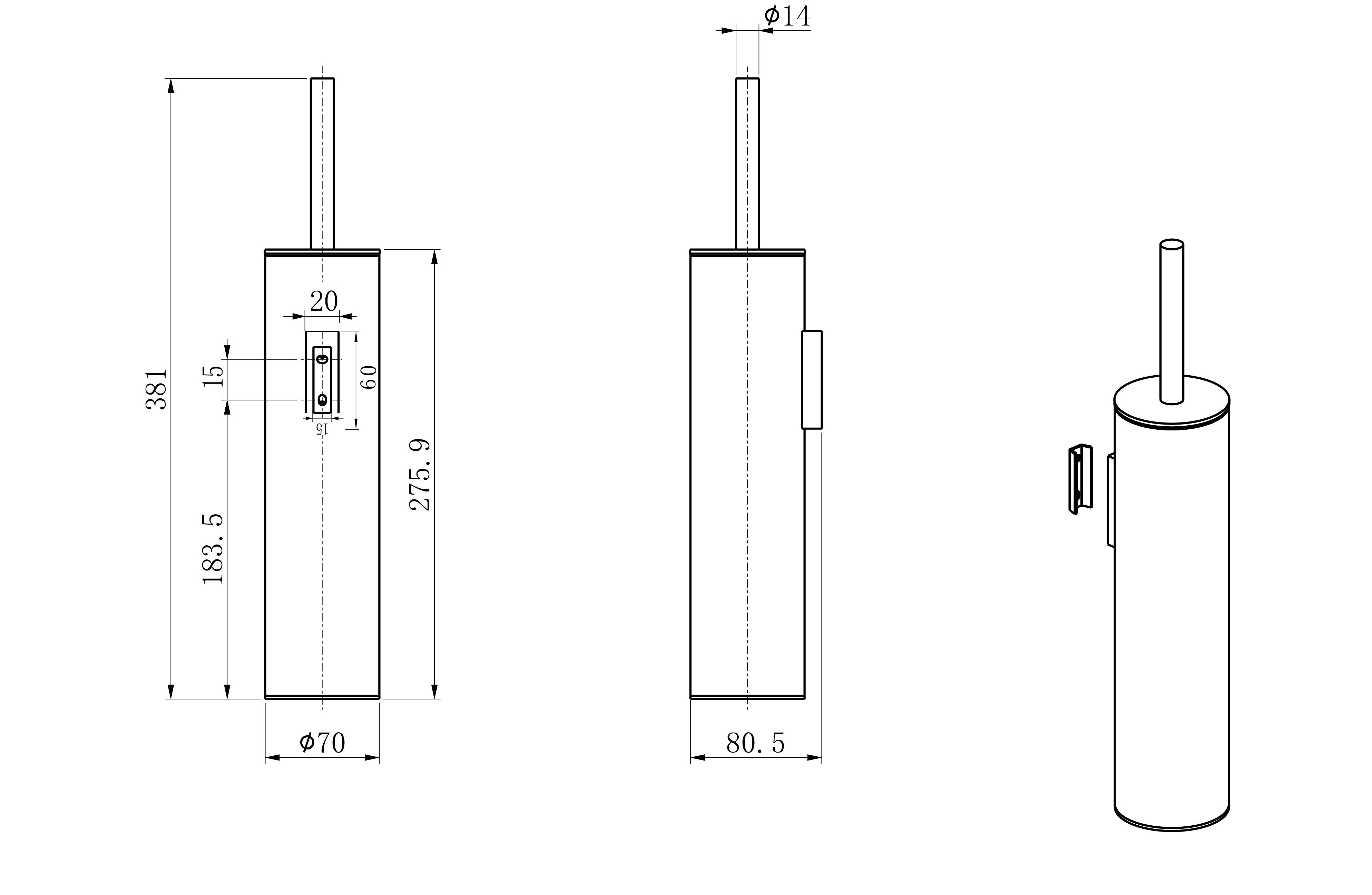 Туалетный ершик в комплекте WONZON & WOGHAND, Хром WW-V4601-CR