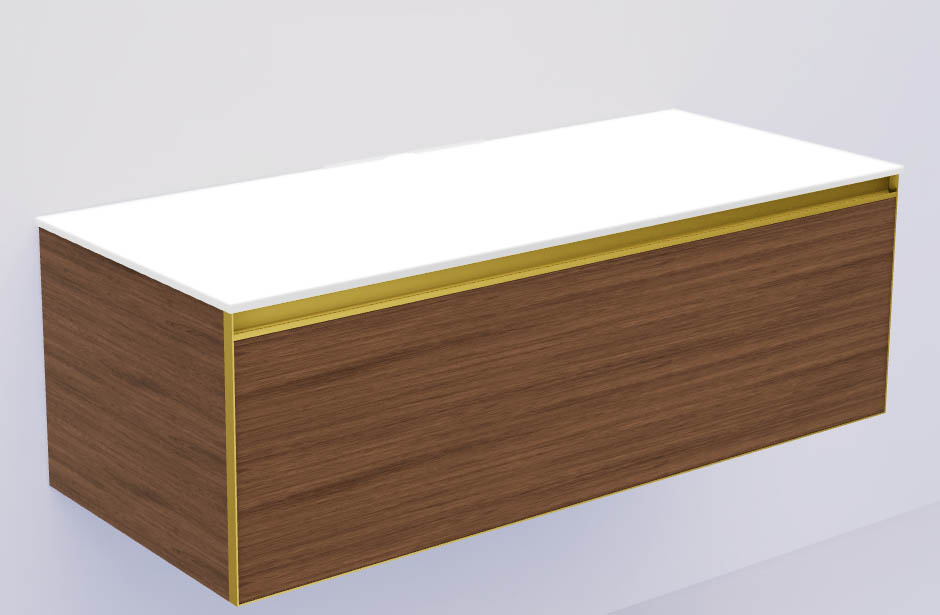 Armadi Art QUATRO 1 120CM тумба BILBAO профиль MATT GOLD + внутр. подсв. 790-M1-120-B-MG-LED