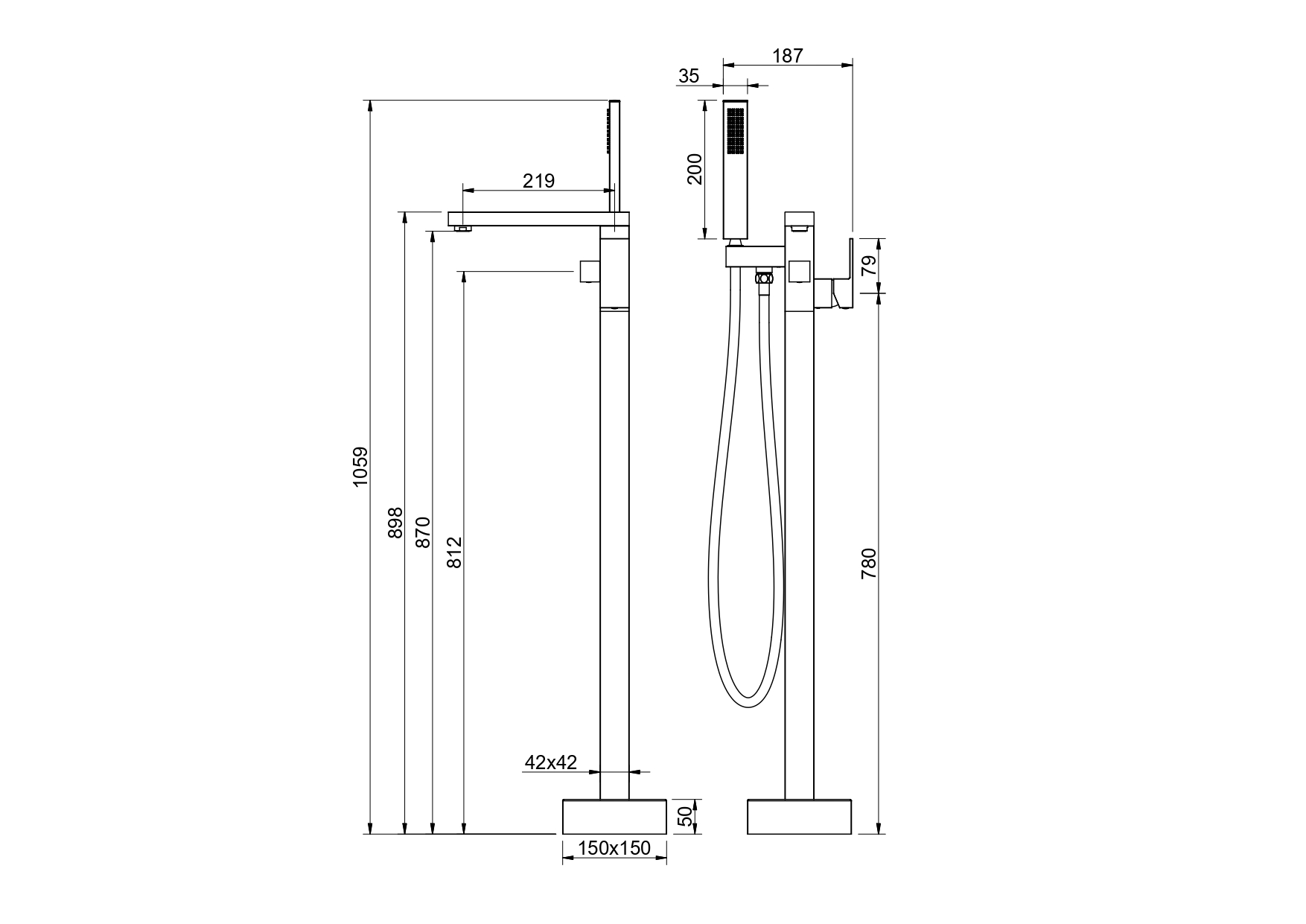 Смеситель Aquatek Либра AQ1645MB для ванны напольный