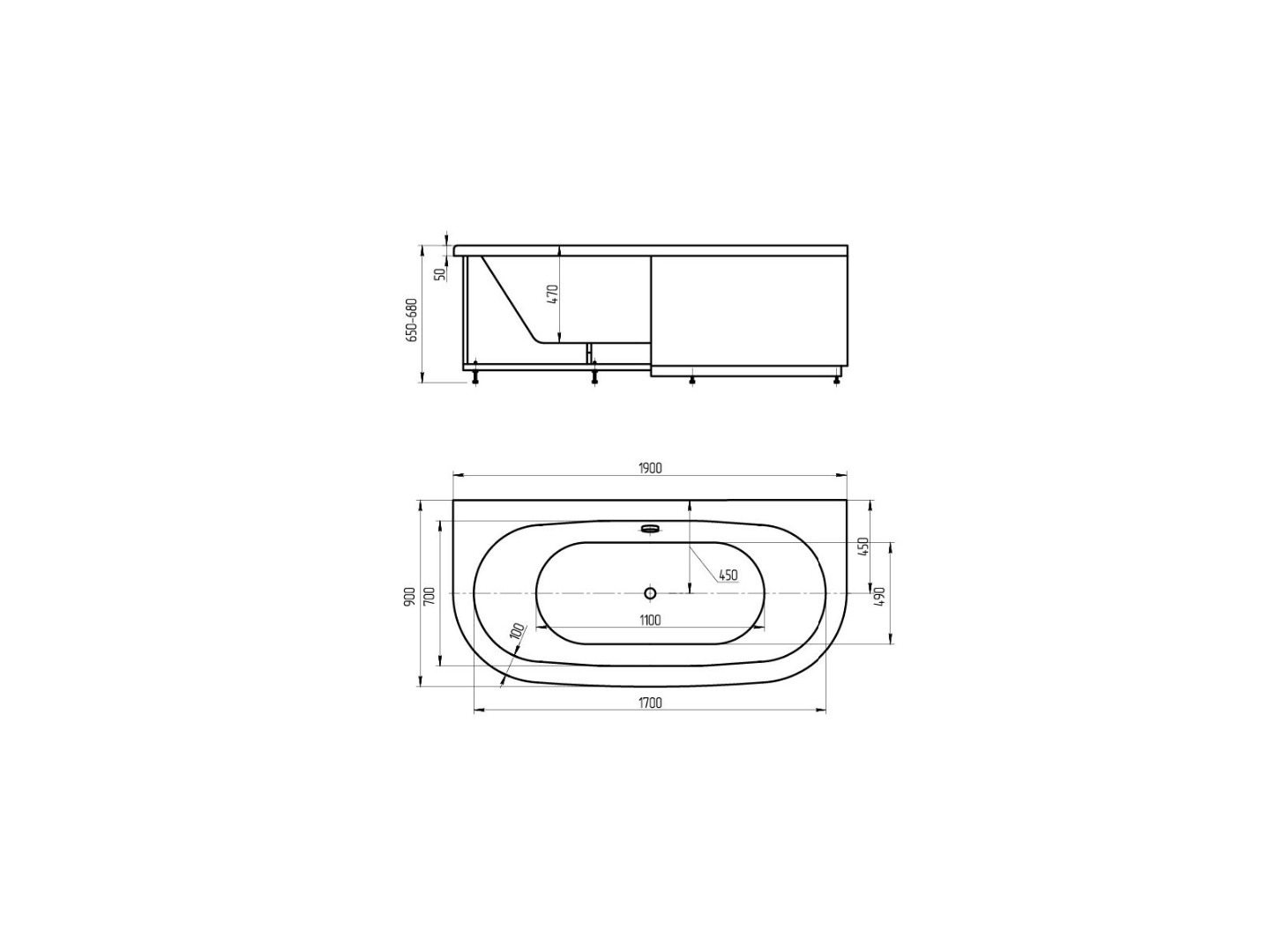 Акриловая ванна Aquatek Морфей MOR190-0000059 190х90 см