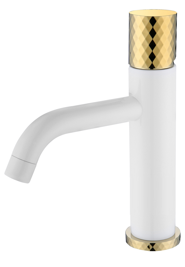 Смеситель Boheme STICK для умыв. низ. WHITE DIAMOND GOLD (комплект) 121-WG