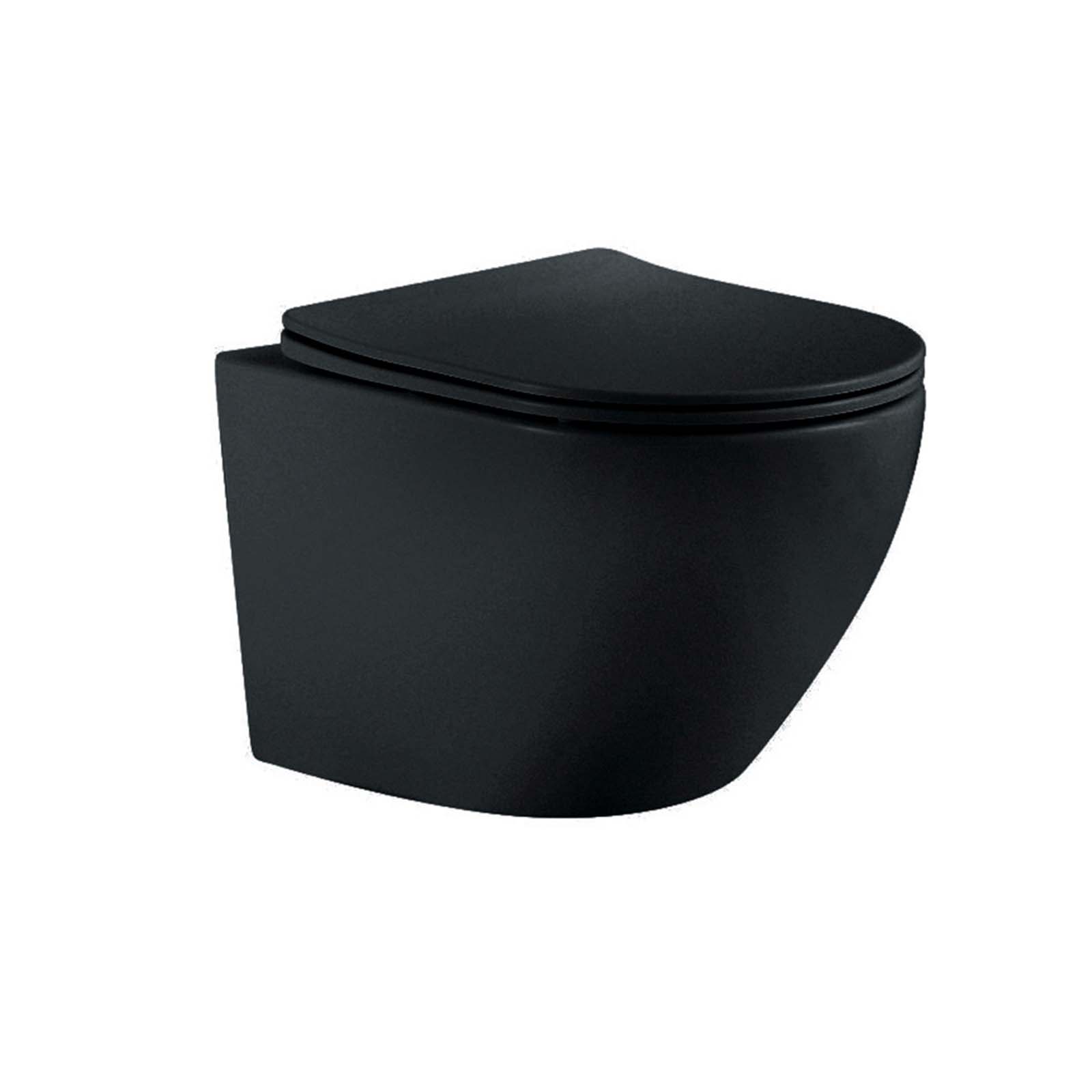Унитаз подвесной безободковый Aquatek Европа AQ1901-MB с сиденьем Soft Close черный матовый