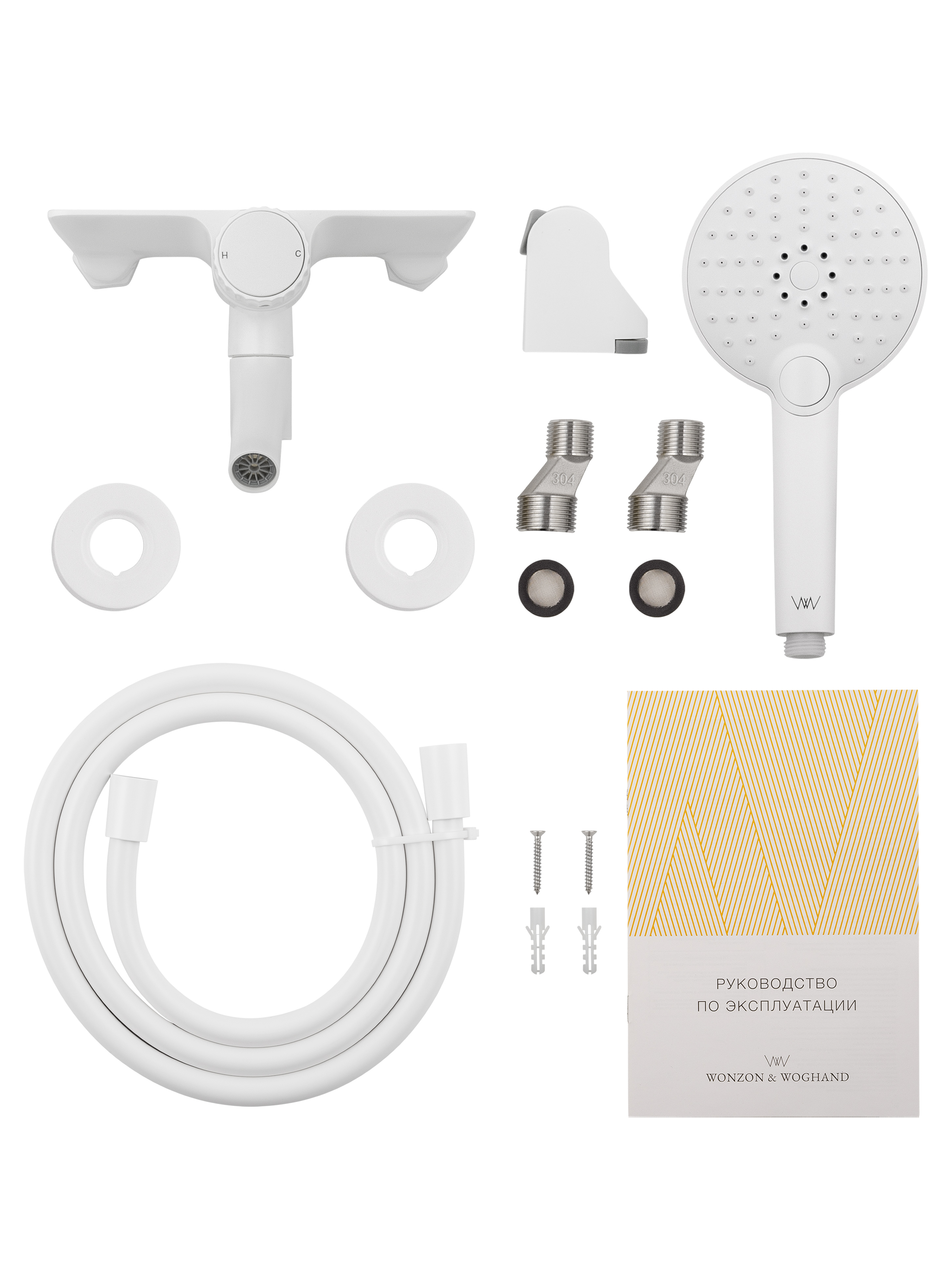Смеситель для ванны с душем WONZON & WOGHAND CLICK, Белый матовый WW-FE05L221-MW