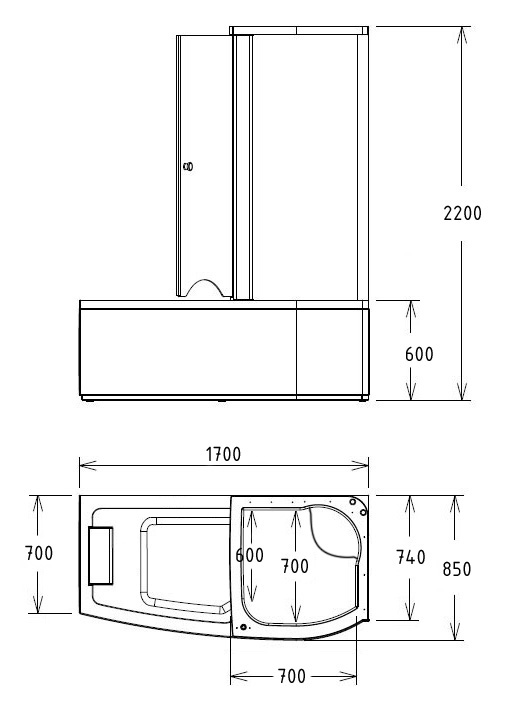Акриловая ванна Gemy G8040 C R