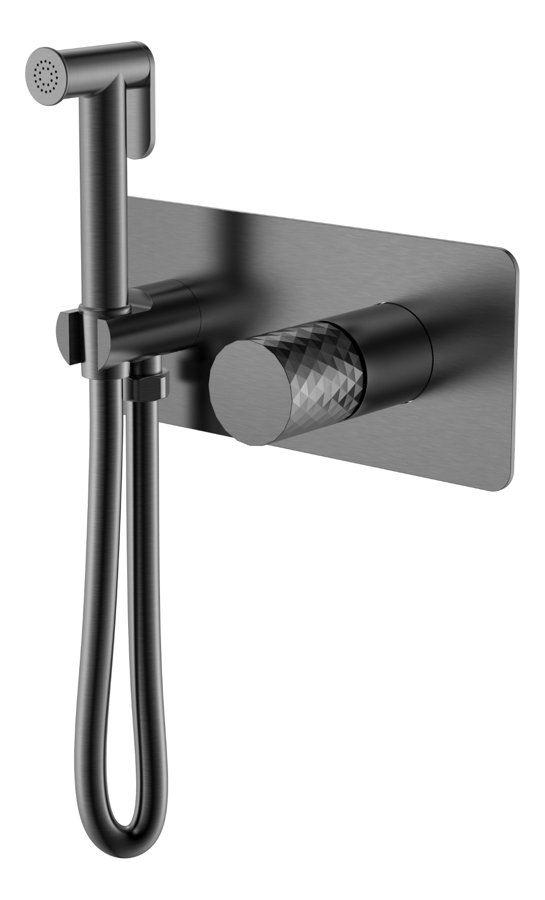 Смеситель гигиенический Boheme STICK Gun Metal c ручкой DIAMOND 127-GM