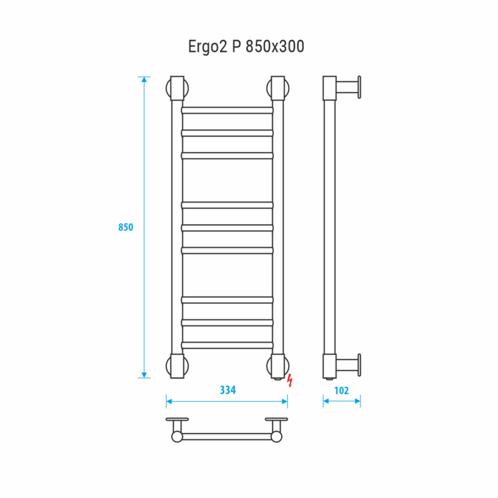 Электрический полотенцесушитель Energy Ergo2 P 850x300 прямой